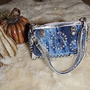 Elegant Blue and Silver Women's Shoulder Bag